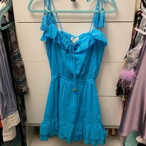 Karina Grimaldi tropical blue summer tassel dress